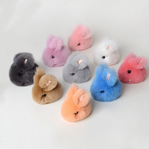 High Quality Plush Bunny Keychain Fluffy Puff Ball Pendant Cute Fur Rabbit Keychains For Gifts