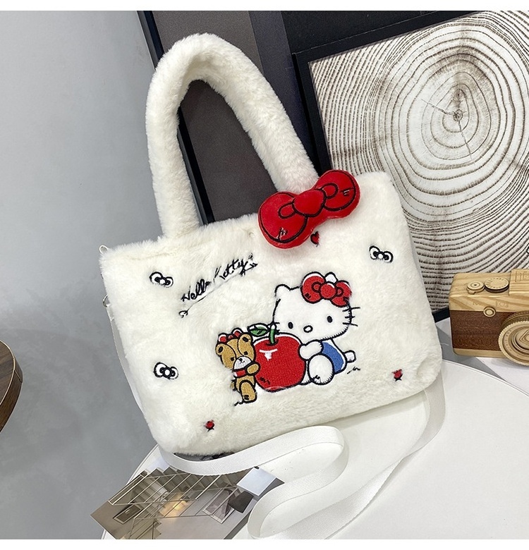 New Style Cute Beautiful Plush Sanrioed Kuromi Backpack Crossbody Bag Handbag for Girls Gifts