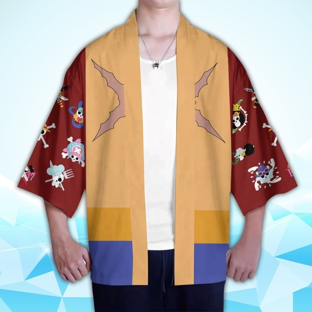 Anime One Pieced Thousand Sunny Monkey D Luffy Cosplay Costumes Kimono Teens Haori Cardigan Cloak Jacket Bathrobe Pajamas Top