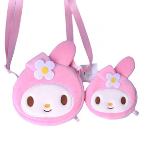 Promotion Melody Cinnamoroll Kuromi Soft  Backpack Plush Toys Cat Dog Bag Coin Purse Sanrioed Bag Kuromi Stuffed wallet bag