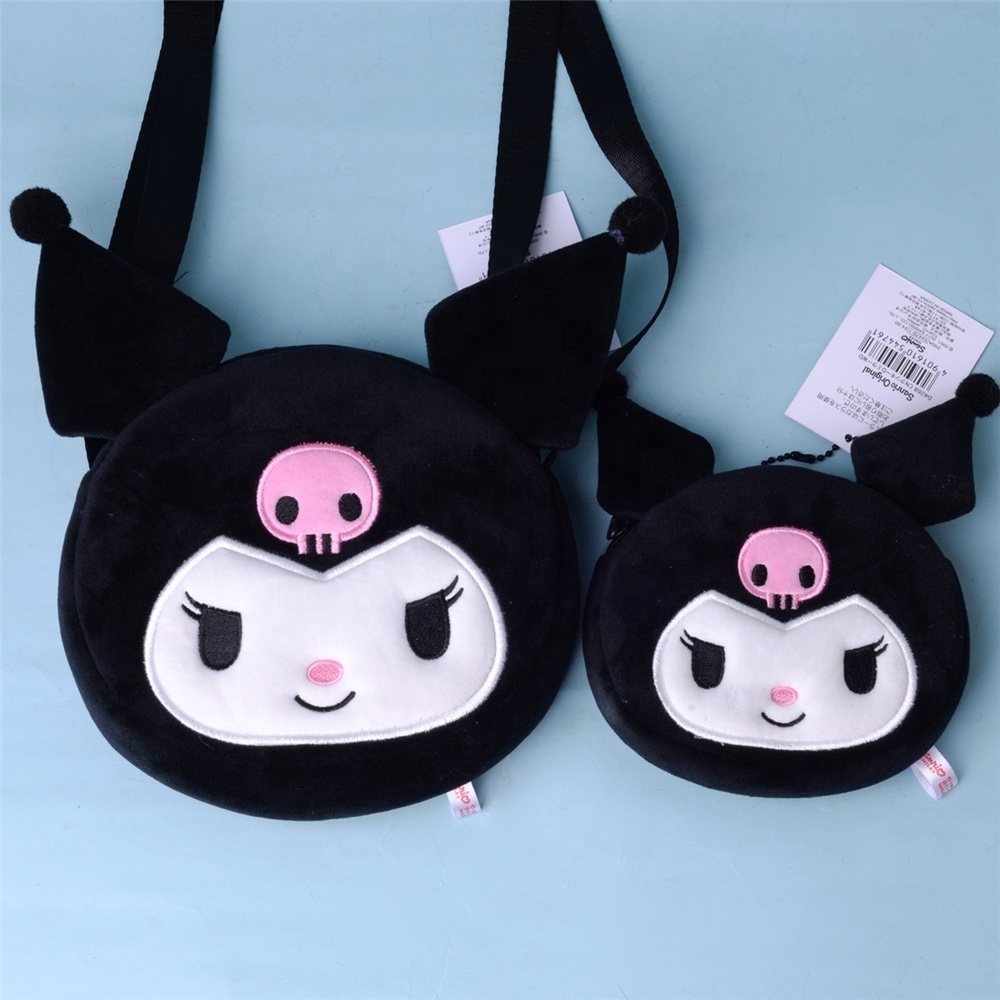 Promotion Melody Cinnamoroll Kuromi Soft  Backpack Plush Toys Cat Dog Bag Coin Purse Sanrioed Bag Kuromi Stuffed wallet bag