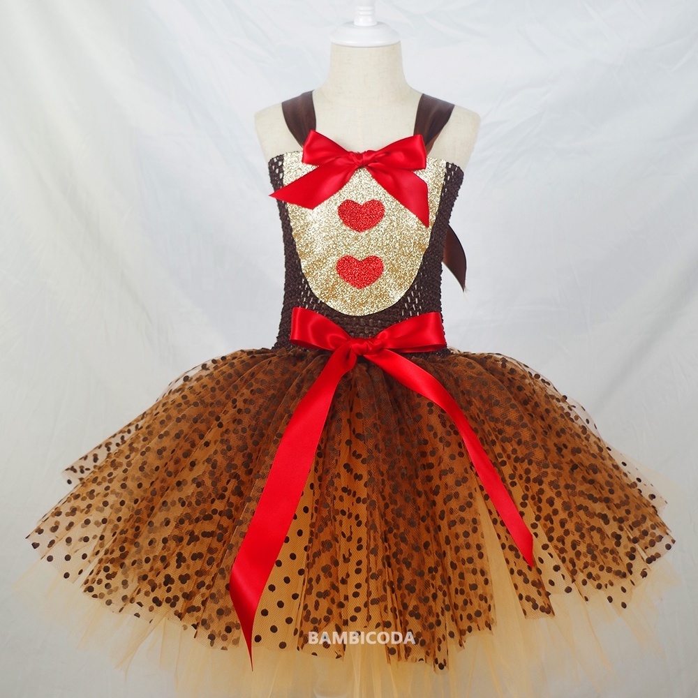 Girl's Deer Tutu Dress with Headband Kids Christmas and Carnival Princess Elk Reindeer Outfit for New Year Halloween Costume