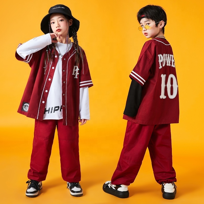 Kids Hip Hop Kpop Clothing Shirt Tactical Vest Top Wide Casual Street Cargo Jogger Pant For Girl Boys Jazz Dance Costume Clothes