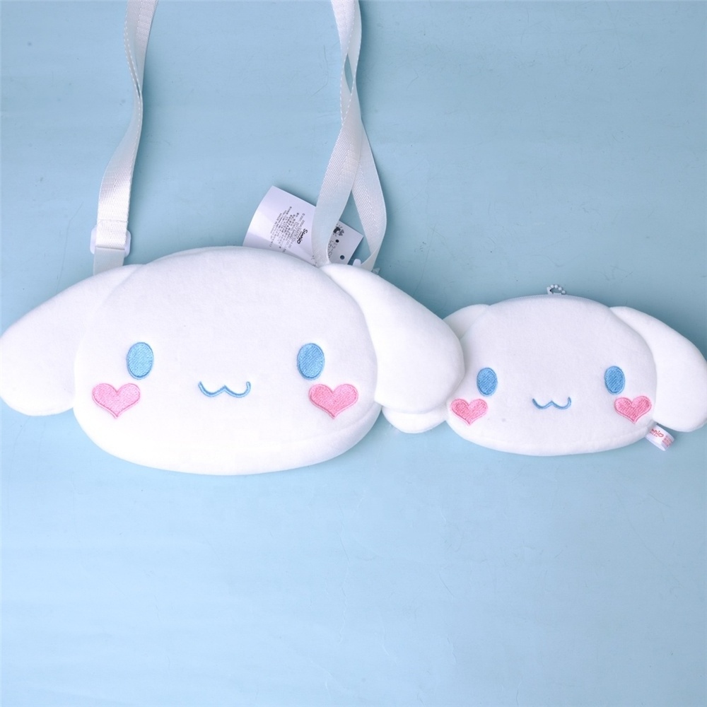 Promotion Melody Cinnamoroll Kuromi Soft  Backpack Plush Toys Cat Dog Bag Coin Purse Sanrioed Bag Kuromi Stuffed wallet bag