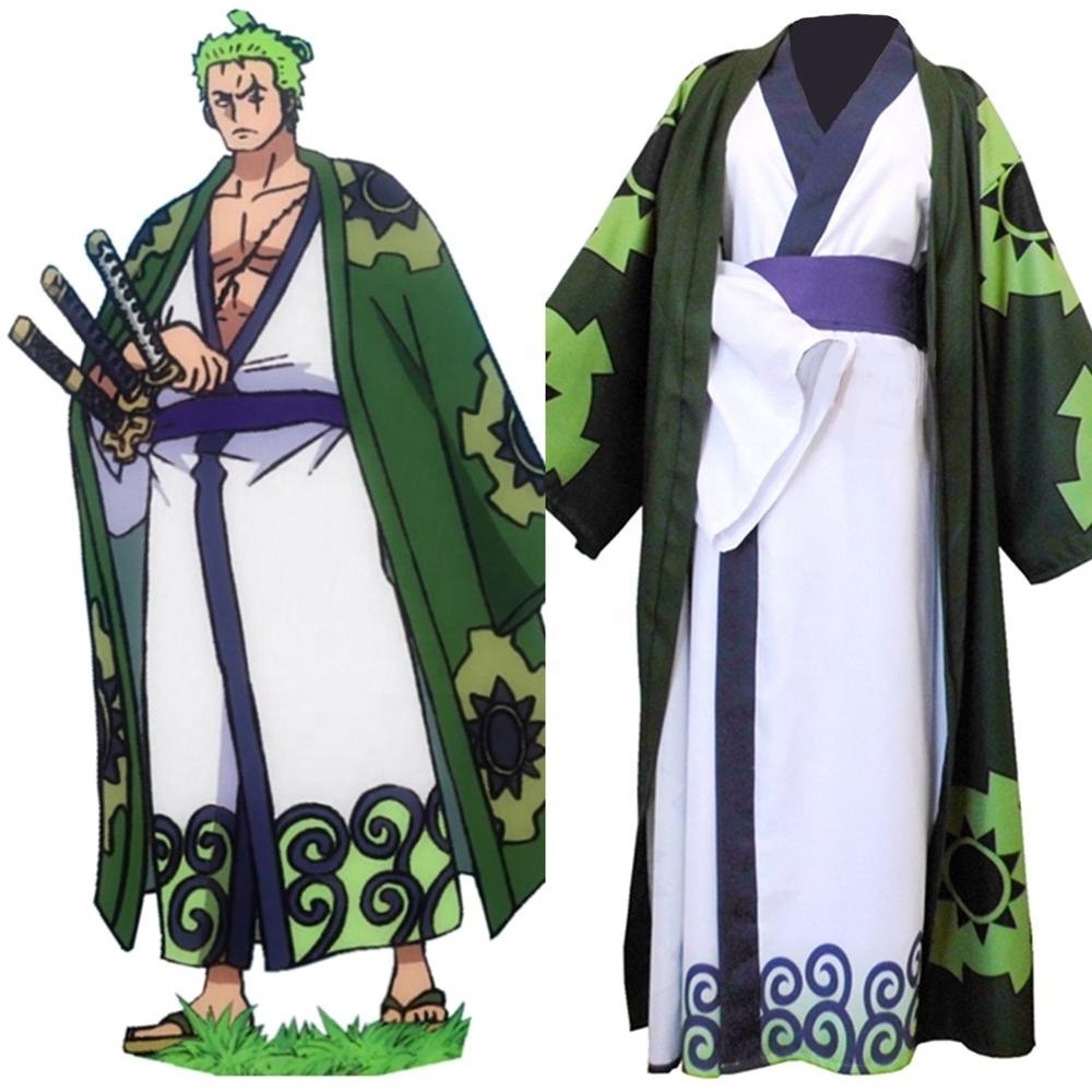 Anime Roronoa Zoro Cosplay Costume Clothes Full Set One Pieced Zoro Kimono Cosplay Costume