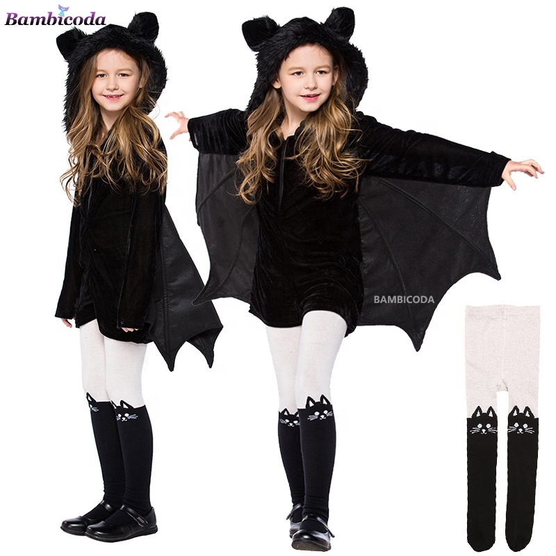 Kids Vampire Bat Cosplay Set Black Hooded Anime Superhero Horror Halloween Party Costume for Adults Evil Girl Cospaly Clothing