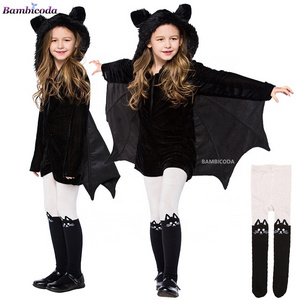 Kids Vampire Bat Cosplay Set Black Hooded Anime Superhero Horror Halloween Party Costume for Adults Evil Girl Cospaly Clothing