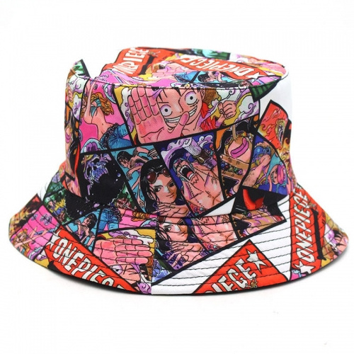 One Pieced Luffy Zoro Fisherman Summer Hat Anime Bucket Hat printing mixed Color blocking