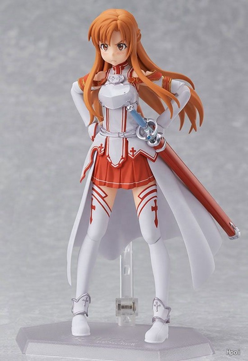 14CM Sword Art Online Action Figure Yuuki Asuna Fighting Form Standing Model Changeable Face Toys for Children PVC Gift Doll