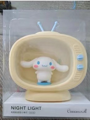 Hot Selling Sanrio Kawaii LED Bedside Lamp TV Shape Night Light Anime Design Kuromi Cinnamoroll Cute Doll for Children's Desk