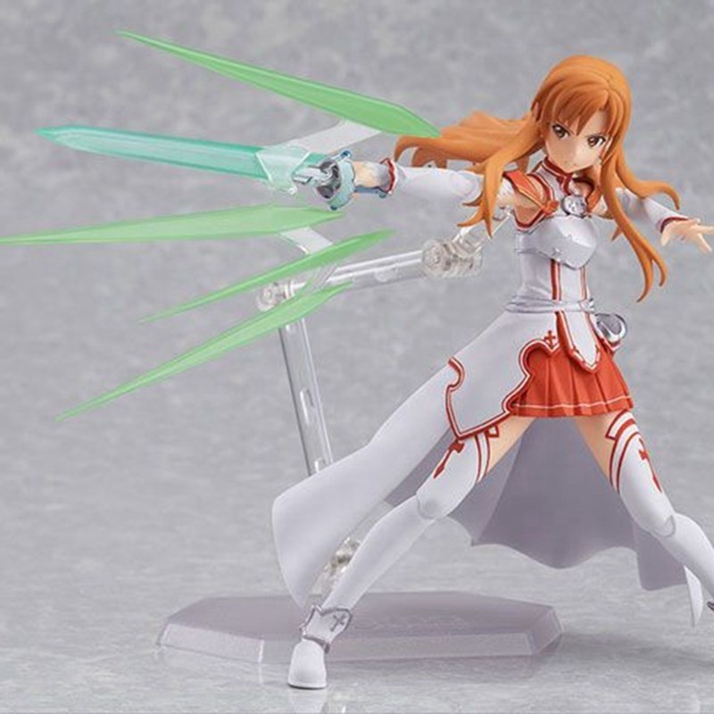 14CM Sword Art Online Action Figure Yuuki Asuna Fighting Form Standing Model Changeable Face Toys for Children PVC Gift Doll