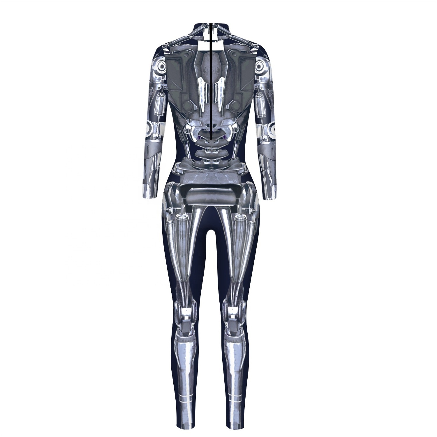 Zentai Women Sexy Slim Jumpsuit Cosplay Costume Halloween Party 3D Printing Catsuit Robot Bodysuit Cyberpunk Fancy Clothing