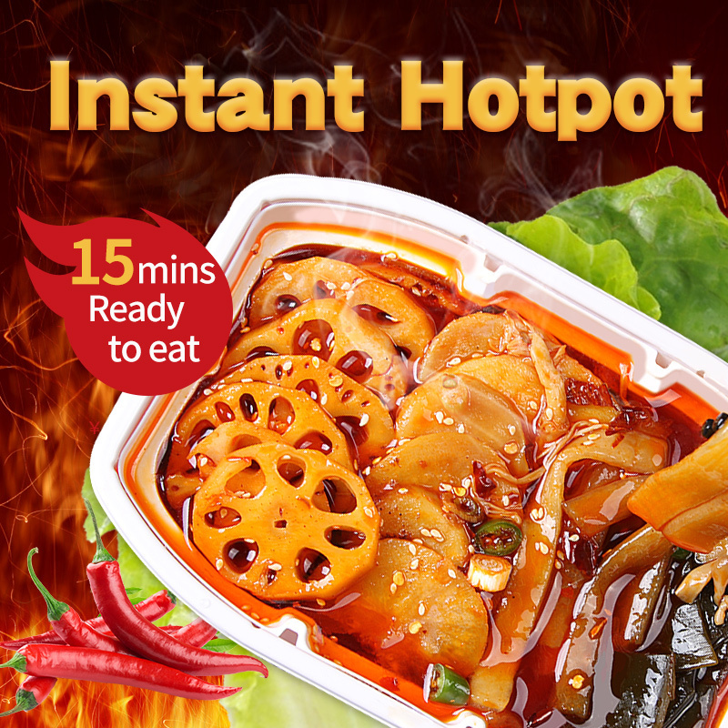 Fast food spicy hotpot noodles instant vegetarian spicy noodles factory price self heating hot pot OEM