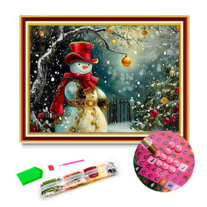 New Wholesale Lovely Snowman 5d Round Diamond Embroidery Wall Decoration Painting Handmade Diy Full Diamond Painting