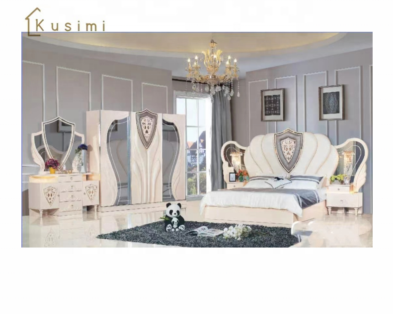 Newly Fashion Hot Sale Modern Italian Simple Style Glass Mirrored Bedroom Set