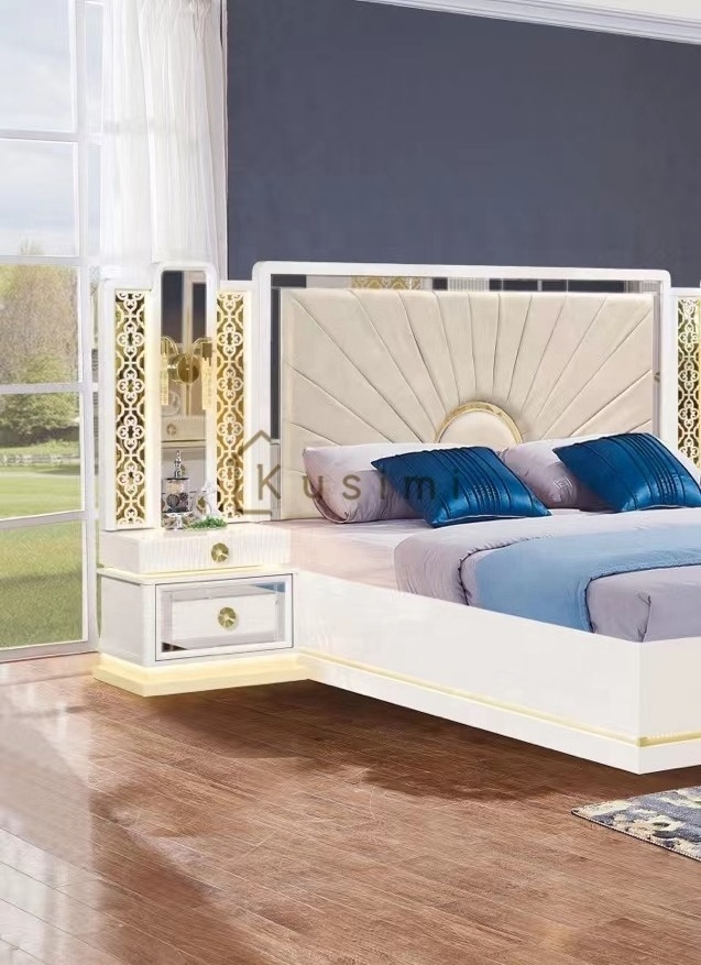 Cheap Price Modern Style Painted MDF Mirrored Glass Bedroom Set