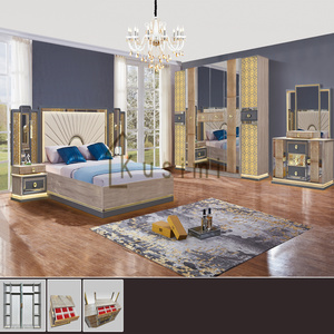 Cheap Price Modern Style Painted MDF Mirrored Glass Bedroom Set