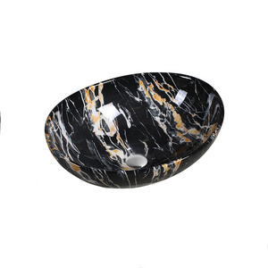 Wholesale sanitary ware bathroom oval marble art counter top basin natural stone wash hand sink