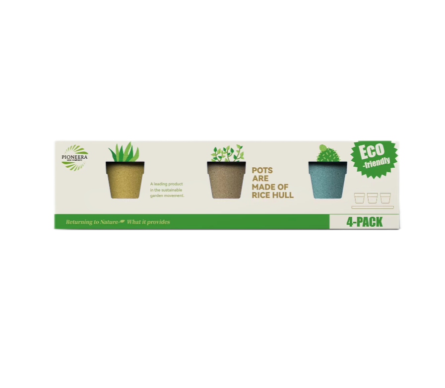 Pioneera 3Pcs/Set 6.2cm Eco Grower Pots Rice Hull Indoor Plant Pots Set Biodegradable Pots For Plant With Package and Saucer