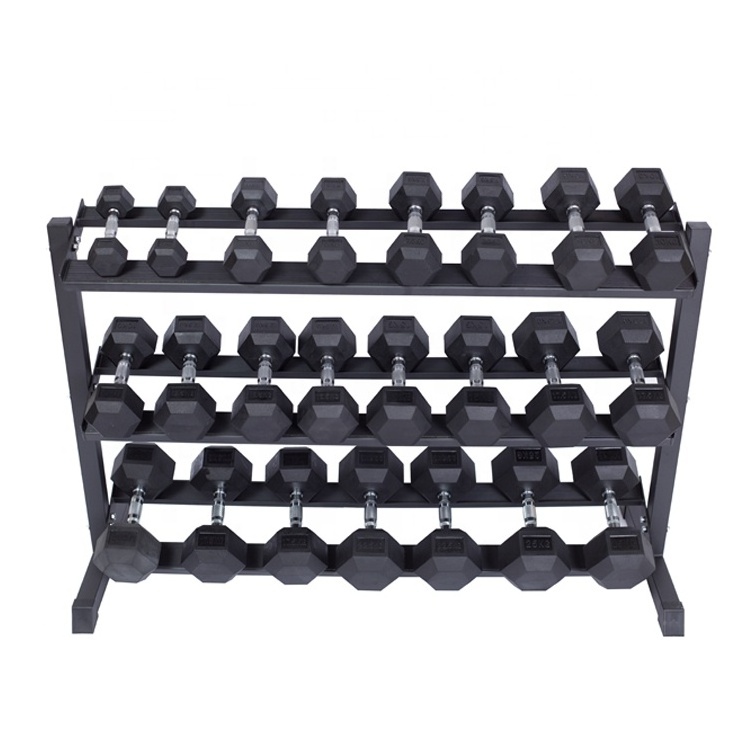 Fitness Accessories Gym Equipment Three Layers Hex Triangle Dumbbell Stand Rack/Storage Rack