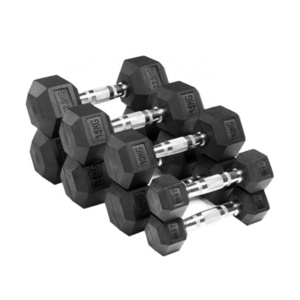 Home and commercial weight lifting rubber HEX dumbbell set kg lb