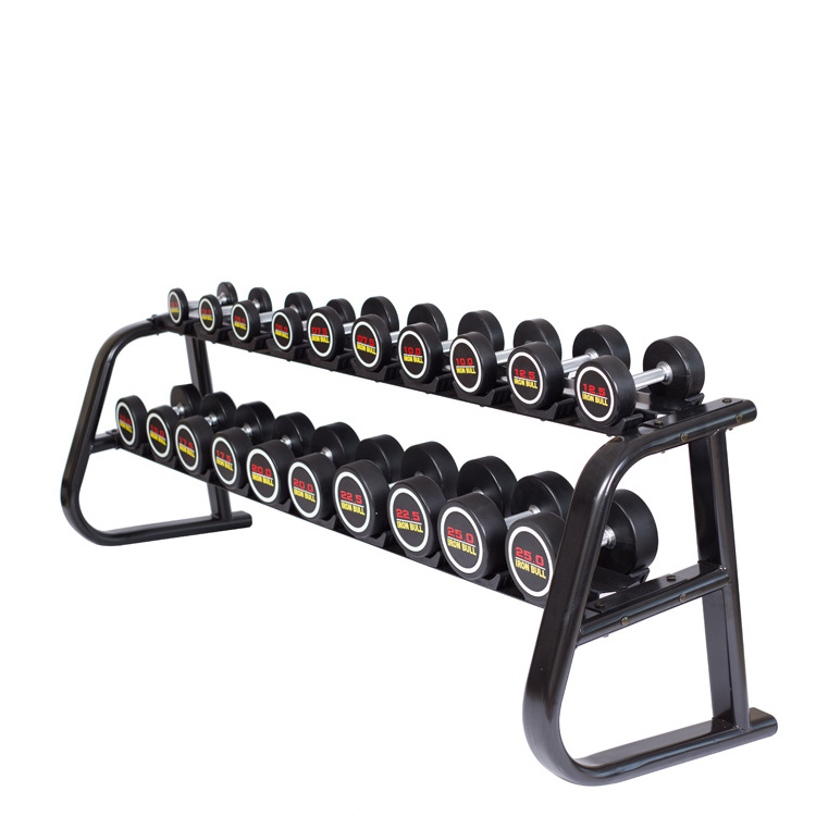 Hot sale high quality Dumbbell Rack Gym 2 tier storage dumbbell set  rack for 10 paris round dumbbell