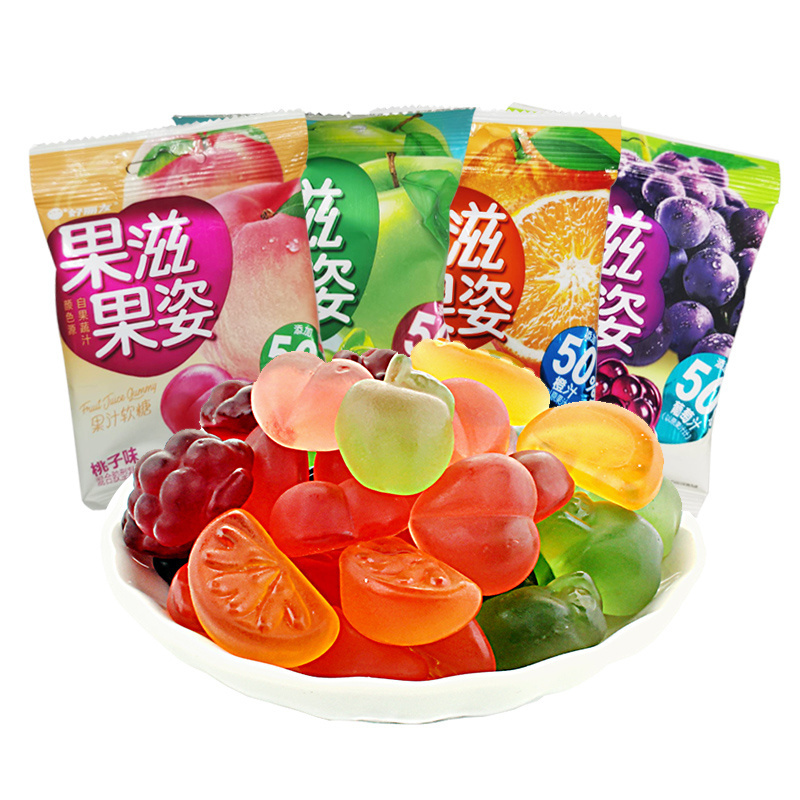 Internet celebrity exotic snacks fruity gummy candy fruit shape juice candy 60g