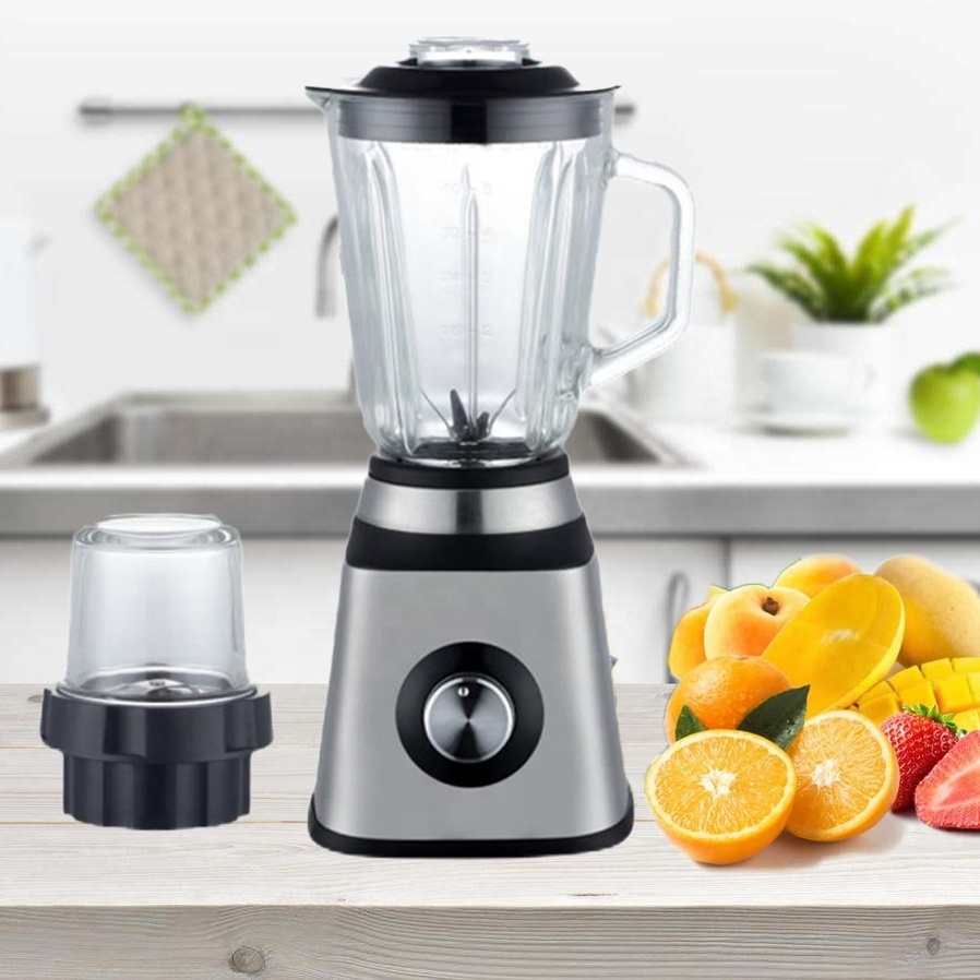 Electric Food Processor Multifunctional Blender  Powder Grinder 2 in 1 Glass Stainless Steel Blender