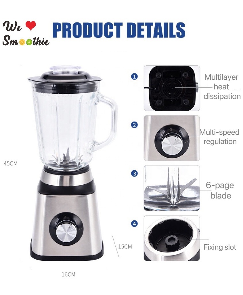 1.5L multifunctional food processor and fruit juicer Glass Blenders