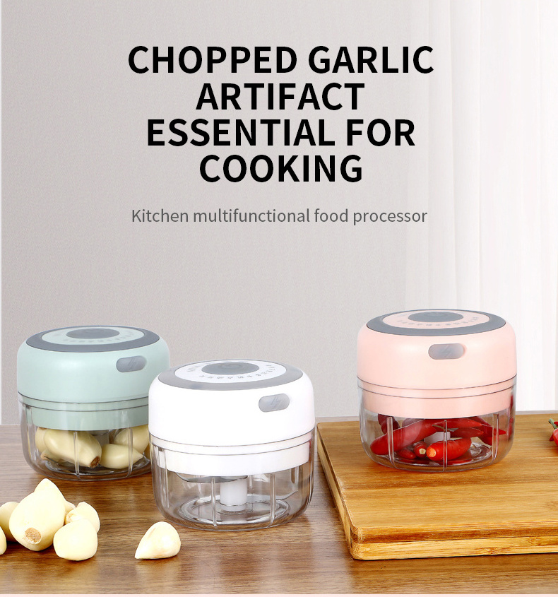 Kitchen Electric Mini Wireless Food Vegetable Meat Garlic Chopper Grinder Masher Kitchen Electric Small Grinder