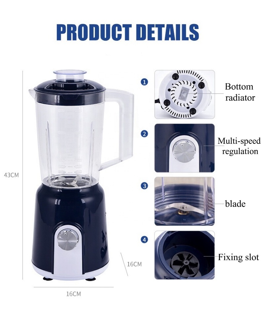 Factory Customized 2 in 1 Home Use Blender 1.5L 600w Juicer Food Processor for Kitchen