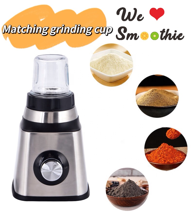 Electric Food Processor Multifunctional Blender  Powder Grinder 2 in 1 Glass Stainless Steel Blender