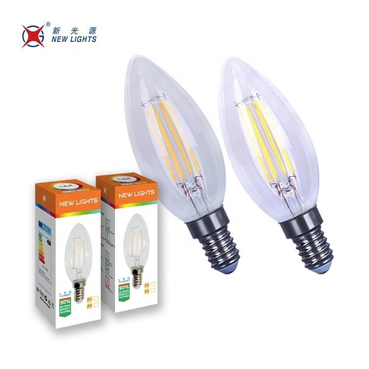 High Quality 3000k 4000k 6500k Vintage Dimmable Spiral Candle Led Filament Bulb E12