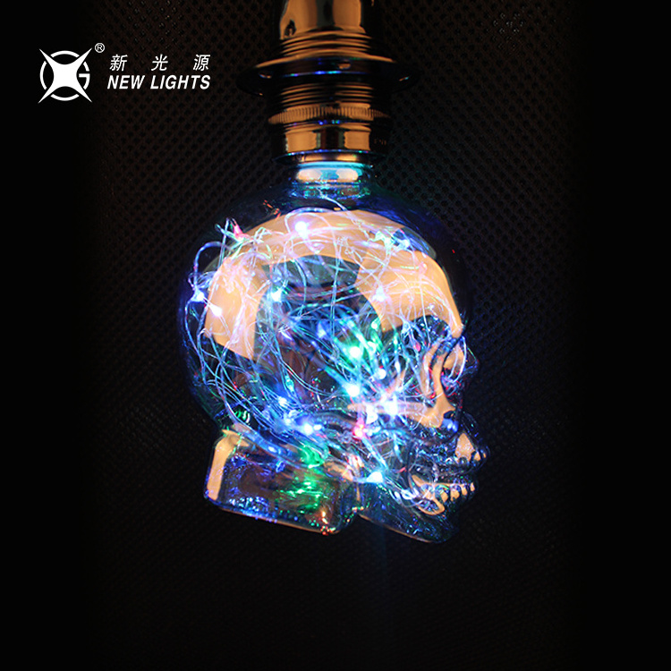 Modern Indoor Copper Wire Bulb Glass Led Filament Christmas Tree New Year Decoration Light