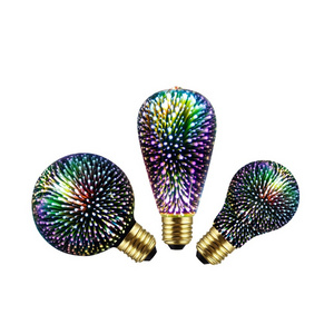 A60 G125 St64 G80 G95 Multipcolored Energy Saving Lamp Fireworks 3d Night Light Colorful Fancy Light Bulb