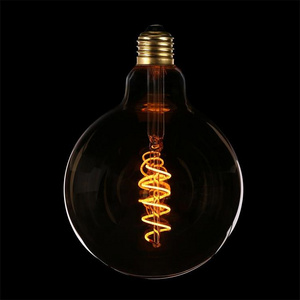 G125 soft big globe e27 4w 2200k home light Amber vintage retro flexible led filament bulb for decoration