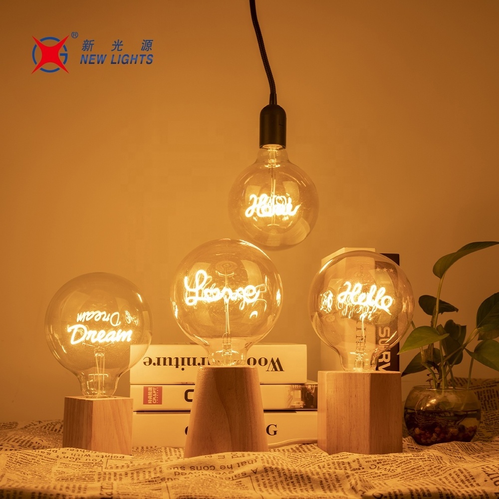 design your logo name 220V LOVE HOME HAPPY words led letter filament bulb with G125 shape