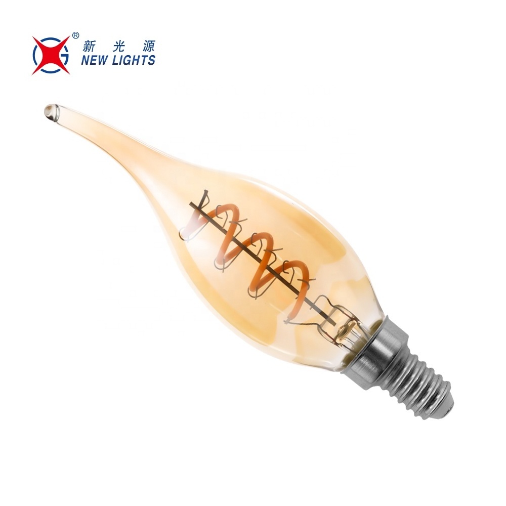 C35/B10 C35T/B11 5000K 6500k no Flicker Dimmable E12 E14 Candelabra Base candle flexible filament led filament bulb