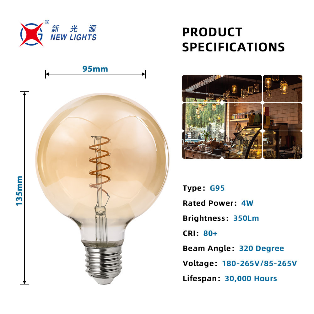 2W 4W No Flicker LC Dimmable E27 E14 Base candle flexible filament led filament bulb