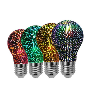 LED 3D Colorful Star Fireworks Light Bulb E27 E26 2200k Edison lamp bulb holiday decorations 4W A19 A60 Light Bulb