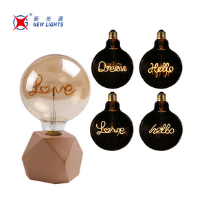 Unique Energy Saving 2200k G125 Wedding Decoration Led Light Bulbs Vintage Filament Led Love Word Light Bulb With Lettering