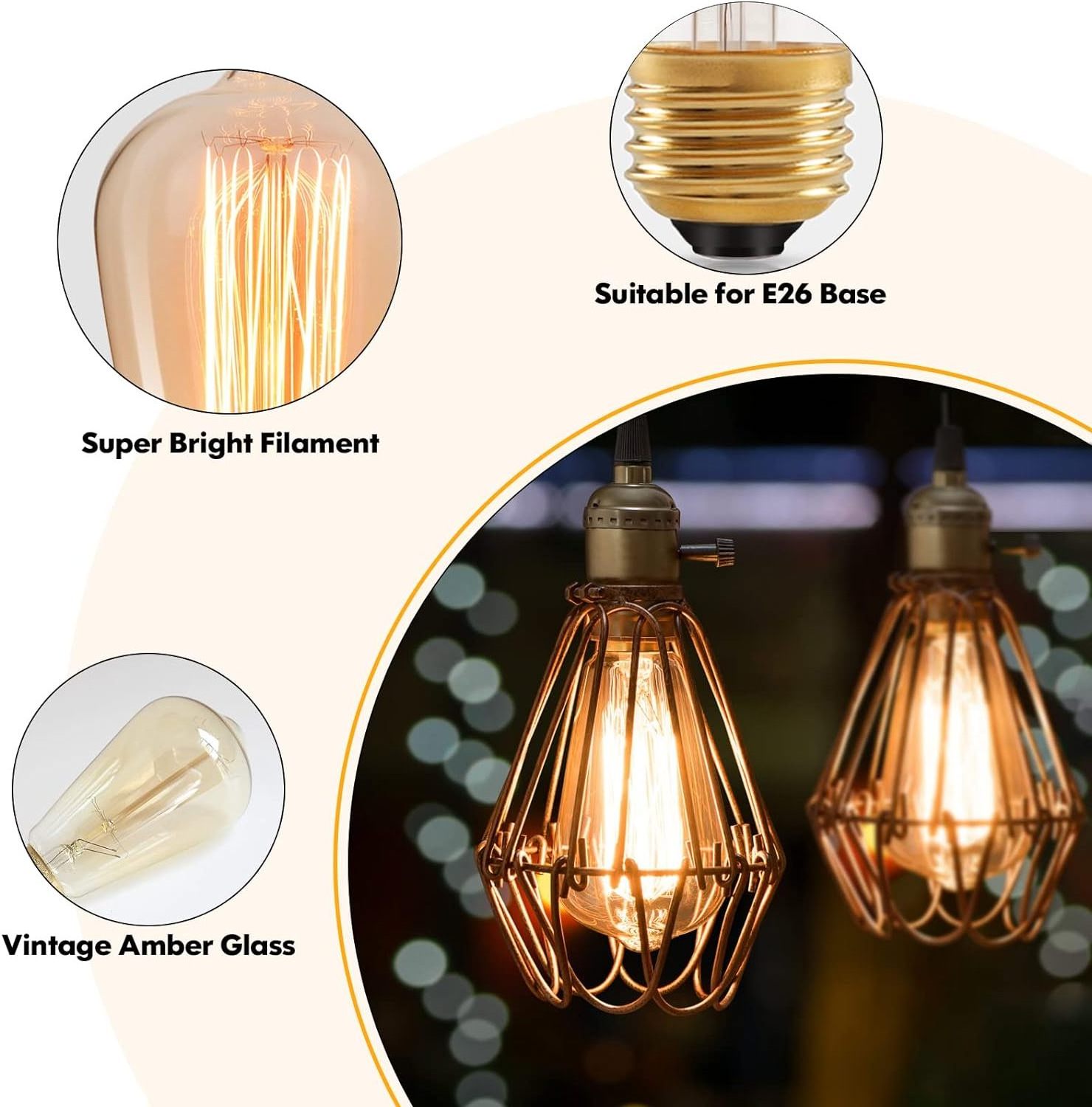 Modern Energy Saving Led Bulb 4w Dimmable St64 Edison Incandescent Bulbs For Kitchens And Dining Rooms