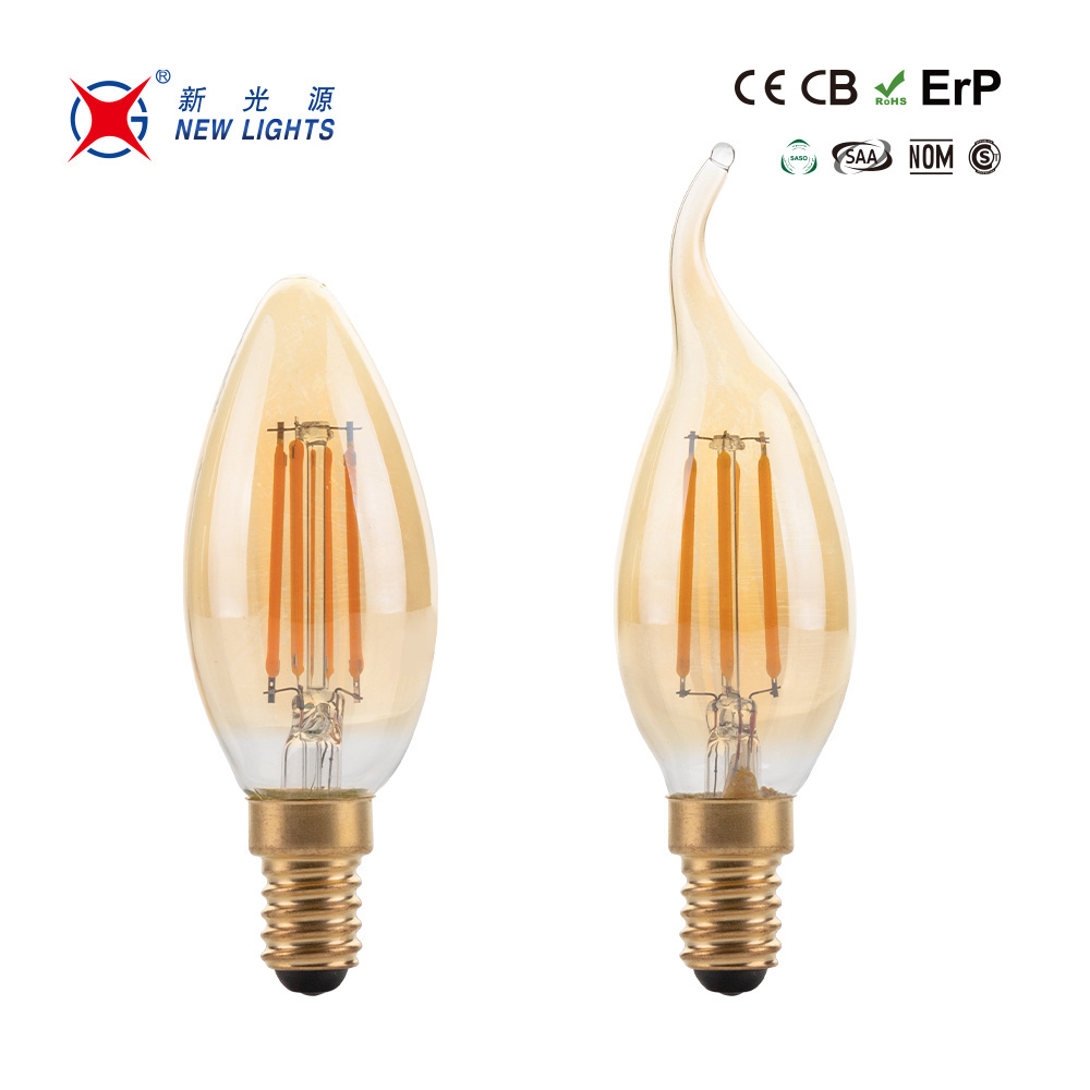 Hot Sell C35 B10 4000k 5000k 6500k E12 E14 E26 E27 Candelabra Base Candle Led Filament Bulb Light