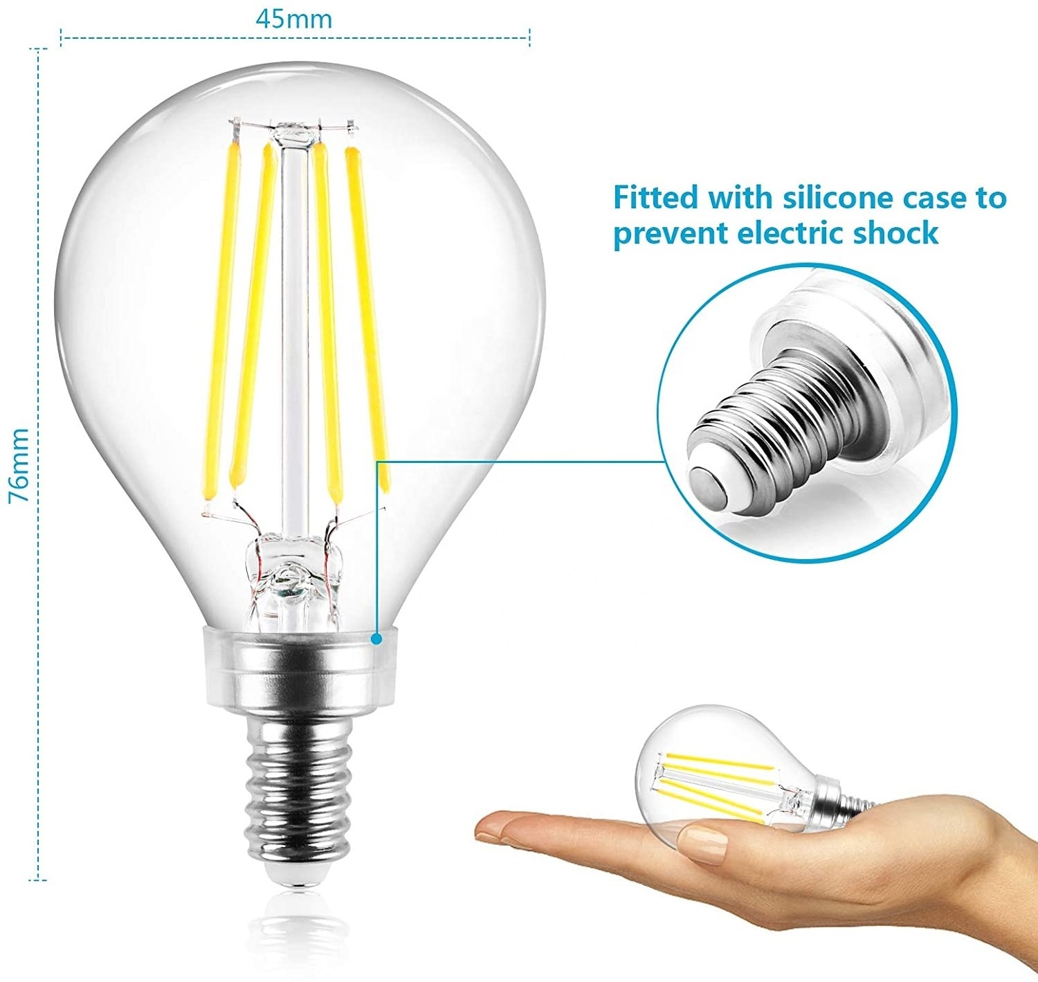 E14 E27 2w 4w 2700k 4000k 6500k G45 Round Led Lighting Lamp Filament Bulb For Indoor