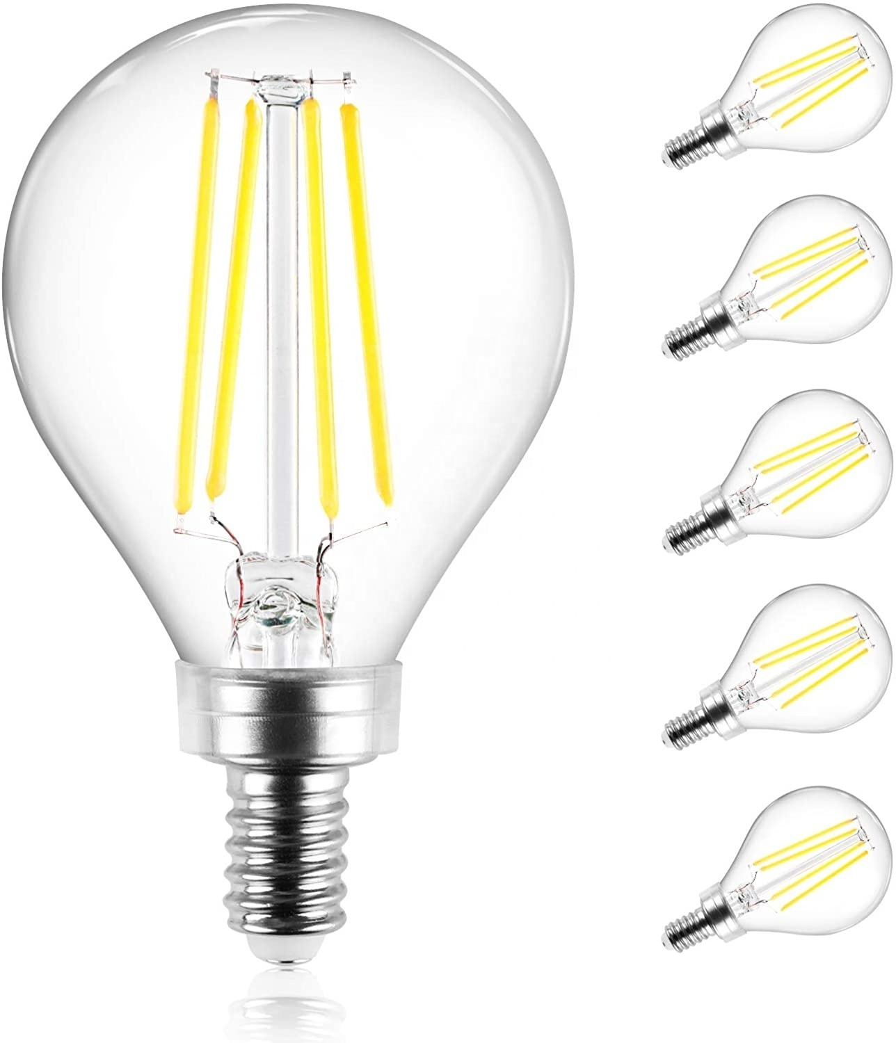 E14 E27 2w 4w 2700k 4000k 6500k G45 Round Led Lighting Lamp Filament Bulb For Indoor