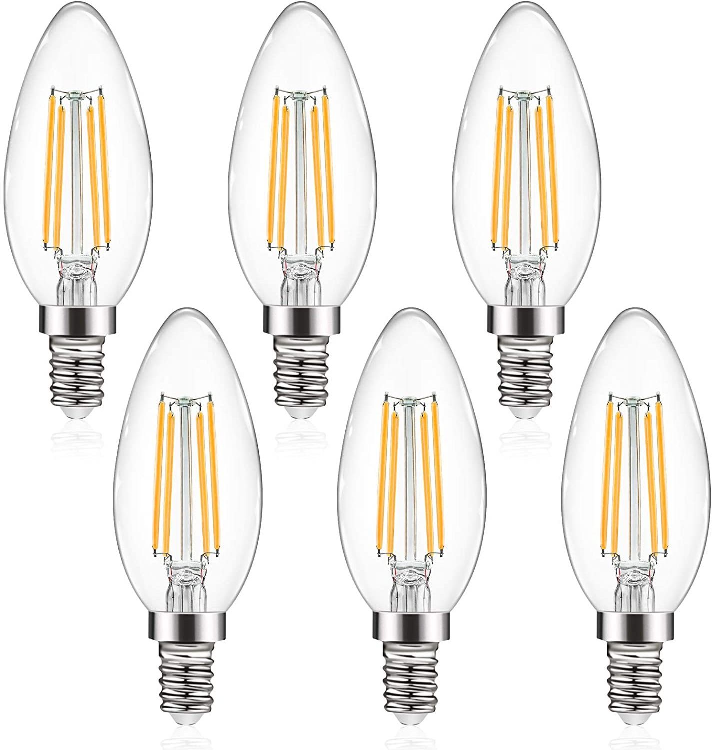 Decorative 110v 220v Glass dimmable 4W 5W E14 E12 E27 EDISON Filament Bulb warm light CA10 BA10 C35 C37 LED vintage candle light