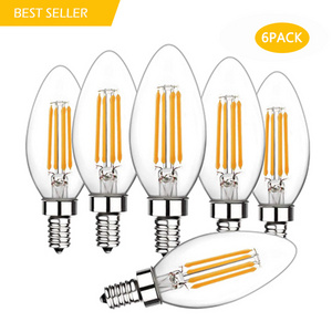 Decorative 110v 220v Glass dimmable 4W 5W E14 E12 E27 EDISON Filament Bulb warm light CA10 BA10 C35 C37 LED vintage candle light