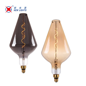 Decorative Amber Spiral Soft G200 PS160 BT180 E27 6W 8W Dimmable Vintage Over size Big Huge Large Edison Led Filament Bulb