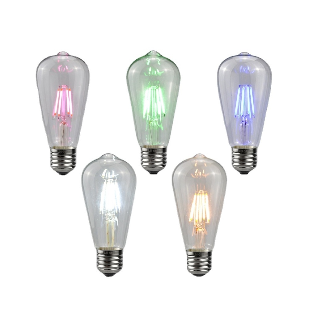 Warm White Bulb Dimmable 4W 6W 8W 10W 12W E27 E26 ST64 ST58 Edison Light Curved Led Filament Bulb 5W Vintage Decorative Led Bulb