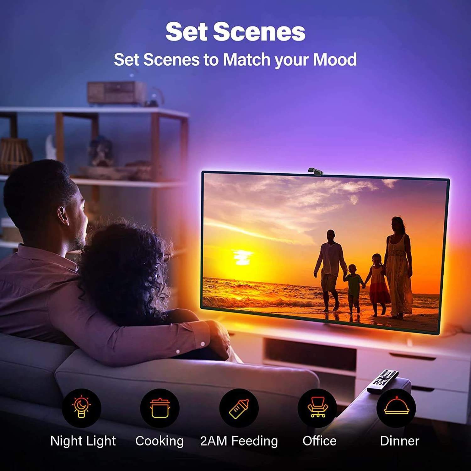 WiFi LED TV Backlight with Camera for 55-65 Inch TV and PC RGBIC App Control Compatible with Alexa and Google Assistant for TV